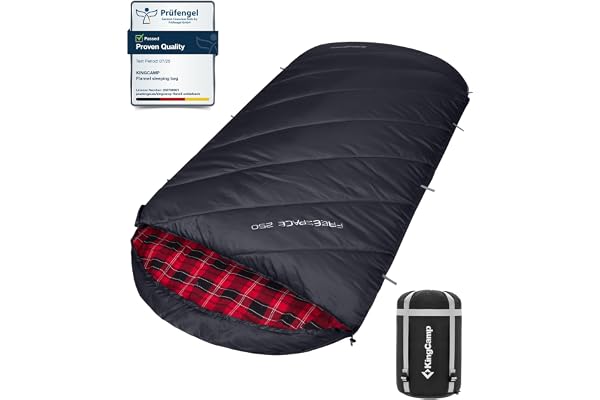 KingCamp Sac de Couchage pour Adultes Enfant Flanelle de Coton 3-4 Saisons Ultralight Extra Large Sac de Couchage Camping Chaud Compact Portable Grand Froid pour Camping Randonnée Extérieur Intérieur