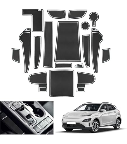 Ruiya Compatible With Hyundai Kona Electric 2020-2023 Car Rubber Mats Door Slot Mat, Kona EV Non-Slip Mats Armrest Cup Holder Mat Centre Console - View #14