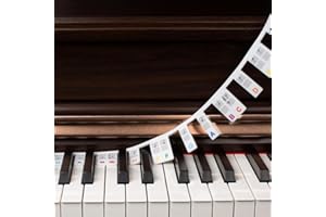 FEBSOW 88 teclas desmontables Piano Keyboard Note Etiquetas para principiantes, 88 guías de piano, pegatinas para piano, guía de notas para niños, reutilizable y sin pegamento (88 Teclas)