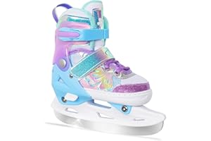 Nattork Girls Ice Skates for Kids 4 Size Adjustable Butterfly Ice Skate with Fleece Lining for Outdoor & Rink