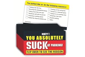CDXHOME Bad Parking Cards – 100 tickets de infracción de aparcamiento con texto en inglés «You Absolutely Suck At Parking» (8,9 x 5 cm)