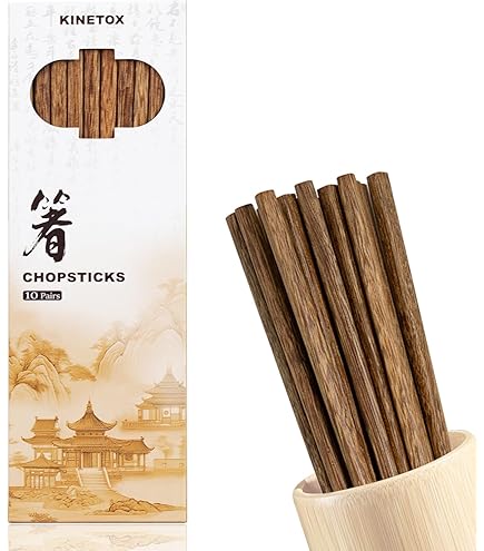 10 Paia Bacchette In Legno Di Ferro, 25 Cm, Riutilizzabili, Fatte A Mano, Stile Giapponese Cinese, Per Sushi E Ramen - 5