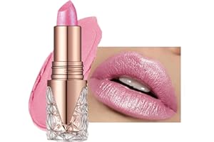 SONGVISON Barra de labios con brillo rosa para mujer Bálsamo labial con brillo y tinte hidratante,Brillo de labios perlado resistente al agua de larga duración Acabado brillante,fórmula cremosa, textura ligera