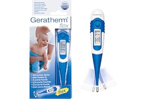 GERATHERM flex Fieberthermometer/Digitales Thermometer mit flexibler Spitze/Auch für Babys und Kinder – Farbe Blau