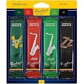 Vandoren SRMIXT3 Tenor Sax Jazz Reed Karışık Kart her biri 1 adet ZZ, V16, JAVA ve JAVA Red Strength 3 i&ccedil;erir