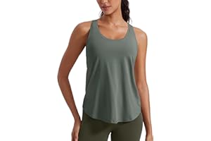 CRZ YOGA Femmes Coton Pima Dos Nageur Entraînement Débardeurs Léger Ample sans Manches Athlétique Gym Chemises