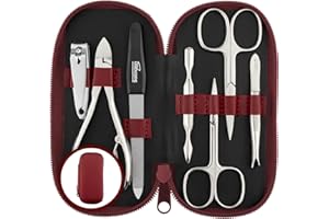 MARQUS Tagliaunghie Set Professionale – Kit da 7 Pezzi Made in Germany. Include Forbicine, Tronchesina robusta, strumenti di qualità ed Etui in Vera Pelle. Perfetto per viaggi e cura personale
