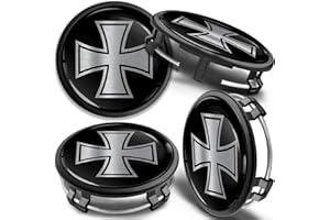 SkinoEu 4 x 75mm Wheel Centre Alloy Hub Center Caps Compatible for Part Numbers B66470207 / B66470200 Hubcaps Black Silver CMZ 8