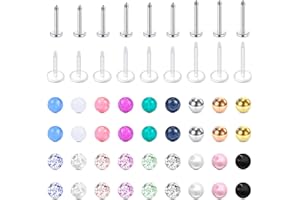 Longita 16G 6-10MM Stab Piercing Lippe Chirurgenstahl & Acryl Ersatzkugeln Piercing Kugel für Helix Tragus Piercing Ohrstecker Labret Lippenpiercing Ohrpiercing Conch Piercing für Damen