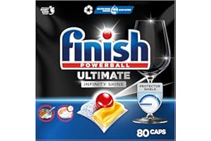 ‎FINISH Finish Ultimate Infinity Shine Citrus Spülmaschinentabs – Geschirrspültabs für Tiefenreinigung, Fettlösekraft und Glanz mit Schutzschild – 80 Finish Caps