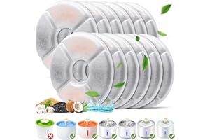 MUKKELA Filtri Fontanella per Gatti, 12 Pezzi di Filtro a Carbone Filtri da fontana ad acqua gatto per 2L/2,4L Fontana, Tripla Filtrazione Filtri di Ricambio per Dispenser Acqua Fontana Gatto/Cane da 2L/2,4L