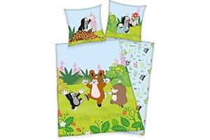 FAMILANDO Zestaw pościeli dziecięcej "Mały krecik Pauli", 100% bawełna, poszwa na kołdrę 135 x 200 cm, poszewka na poduszkę 80 x 80 cm, towar klasy B z małymi wadami