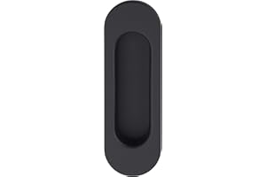 JUVA Muschelgriff Schiebetür Einlassgriff Oval Schiebetürgriff schwarz matt - Modell FI10005 | 125 x 40 mm | Möbelgriff Antik zum Einlassen | 1 Stück - Türgriff Vintage mit Schrauben - Muldengriff
