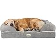 Friends Forever Orthopedic Dog Bed Lounge Sofa Removable Cover 100% Suede Mattress Memory-Foam With Bolster Rim Premium Prestige Edition Pewter Grey, XL 44 x 34