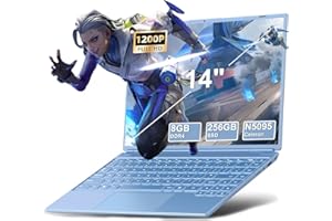 AOCWEI - Ordenador portátil Win 11 14 pulgadas, 8GB RAM 256GB SSD Celeron N5095 (hasta 2,9 GHz) PC 4 núcleos con ventilador 1920 x 1200 Pantalla FHD 2K compatible con WiFi dual 1 TB SSD Expand-Bleu