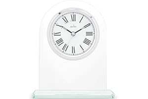 Acctim Adelaide Mantel Clock Quartz Glass Luminous Hands Floating Effect Energy Efficient Silver