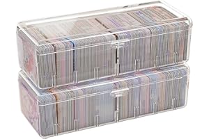 FESSOSKO 2 Stück Karteikarten Box, Sammelkarten Aufbewahrungsbox mit Abnehmbaren Trennbretter, Karteikartenbox mit Deckel, Spielkartenbox für bis zu 700 Karten, für Lernkarten, Visitenkarten