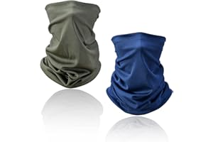QEEQPF 2-częściowa opaska na czoło, bandana, wielofunkcyjne nakrycie głowy, ocieplacz głowy, ochrona karku i twarzy, oddychająca, ochrona przed promieniowaniem UV (granatowa i zieleń wojskowa)