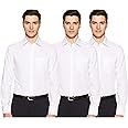 Marks & Spencer Mens Solid Polyester Blend Collared Neck Slim Fit Easy Iron Shirt (Pack of 3)
