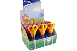 Westcott Kinderschere 30 Stück in Displaybox | Schere mit integrierter 5 cm Skala | Bastelschere 13 cm (5") ideal für Kinderhände | Sicherheit durch abgerundete Spitze | E-2150S