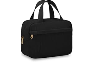 Aucuu Trousse de Toilette Voyage, Trousses de Maquillage en Corduroy, Sacs à Main Portables, Trousse Maquillage Grande Capacité, Cosmétiques à Glissière Portable pour Femme et Homme