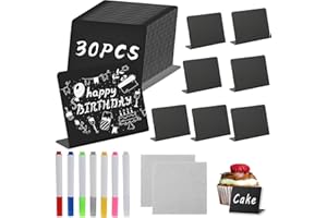 RDDDHUR Mini Lavagna,30 Pezzi lavagnetta cancellabile, cartellini prezzi,Numeri Tavoli Ristorante Segnaposto Tavolo Nera per Buffet, Matrimoni, Feste, Ristoranti
