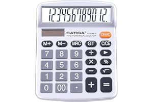 CATIGA Calcolatrice da scrivania a 12 cifre con grande schermo LCD e pulsante sensibile, doppia alimentazione solare e batteria, funzione standard per ufficio, casa, scuola, CD-2786