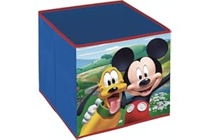 Superdiver Cubo Organizador Plegable de Tela Disney - Caja de Almacenaje para Juguetes Compatible con Kallax de IKEA para Dormitorio Infantil - 31x31x31 cm (Mickey Mouse)