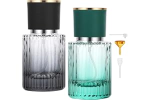 Segus Aftershave Travel Bottle, 2 Pcs 30ml Empty Perfume Bottles in Glass, Leakproof Fragrance Atomiser, for Daily and Trips (Gradient Black + Gradient Green)