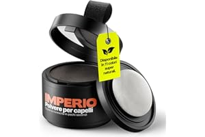 Polvere per capelli IMPERIO - Correttore per infoltimento capelli per donna e uomo, mascara per capelli waterproof per nascondere la ricrescita - 4g (castano scuro)