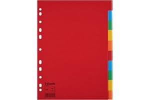 Esselte Confezione da 10 Intercalari Colorati in Formato A4 per Raccoglitori ad Anelli e con Meccanismo a Leva , Realizzati con Resistente Carta Riciclata