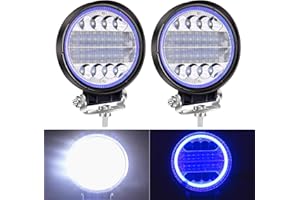 NWpangu 2Pcs 4.5'' LED Work Light Pods, Round Spot Flood Combo Work Light Bars Off Road Fog Driving Lights DRL with Halo for 4x4, SUV, ATV, Tractor