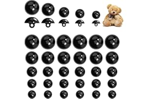 Delsen 320 Piezas Ojos de Seguridad,Negro Ojos de Plástico,Ojos de Seguridad para Amigurumi,Ojos Manualidades para Hacer Muñecas Manualidades de Crochet Tejer Animales