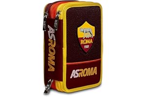 SEVEN AS Roma Astuccio Scuola Elementare 3 Scomparti, Gallo Rosso, Completo di Matite, Penne, Pennarelli, Portapenne Scuola Bambino Elementari