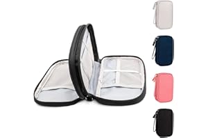 Ruyosn Organizador de Cables Resistente al Agua Bolsillo Pequeño para Disco Duro, Doble capa, Bolsillo electrónico Organizador eléctrico Bolsa para cables, Negro