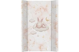 Ceba Baby® Fasciatoio Materassino per lettino - Fasciatoio neonato rigido - 70x50 cm - 2 Cunei - Cuscino Fasciatoio Lavabile per bambine e bambini - certificato Öko-Tex - Coniglietto Assonnato