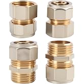 4 Pieces Thread Transition Fittings, Compression Fitting 16 x 2 mm, Brass Threaded Fitting, Plumbing Connector Heavy Duty Par