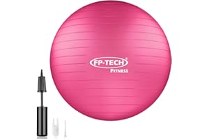 FP-TECH - Palla da Fitness, Palla Pilates Yoga Anti-Scoppio 55cm/65cm/75cm/85cm Palla da Ginnastica con Pompa Rapida inclusa per Fitness Yoga Pilates e Ufficio 6 Colori