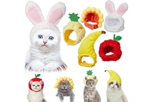 Weewooday 5 Pièces Chapeaux pour Chat et Chien - Costume de Chat, Chapeau de Lapin, Oreilles d'Ananas et Banane pour Fête des Chiots