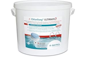 BAYROL e-Chlorilong ULTIMATE7 10,2 kg - Galets de Chlore 300 g bi-Phases avec 7 Fonctions - Désinfection complète et régulière du Bassin et du Filtre - Formule Silk-Effect
