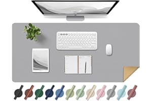 BLESWIN Tappetino da Scrivania in Pelle, Tappetino Antiscivolo per Mouse di Grandi Dimensioni, Tappetino Protettivo da Scrivania Impermeabile, Tappetino da Scrivania Decorativo (Grigio Chiaro, 80x40CM)
