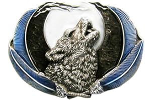 Piratenladen Buckle Wolf bei Vollmond, blau - Gürtelschnalle