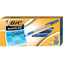 BIC Ultra Round Stic Grip Pens – Blue Ink, Medium Point 1.2mm | 24 Pack Of Smooth Ballpoint Pens