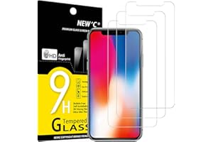 NEW'C Lot de 3, Verre Trempé pour iPhone 11 Pro et iPhone X et iPhone XS (5.8"), Film Protection écran sans Bulles d'air Ultra Résistant (0,33mm HD Ultra Transparent) Dureté 9H Glass