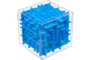 AUTOZOCO PLAYZOCO Cubo Laberinto, Puzzle Cúbico, Cubo Rompecabezas Tridimensional, Laberinto 3D, Juego de Desafío Espacial, Rompecabezas Laberinto 3D, Apto para niños y Adultos, 8x8x8 cm, Azul