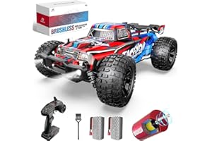 DEERC Auto telecomandata 1:10, scala rapida senza spazzole, per adulti, 4WD 60+ KM/H, alta velocità, 2,4 Ghz Off-Road RC Crawler 40 minuti di tempo di gioco, regalo per ragazzi (210E)