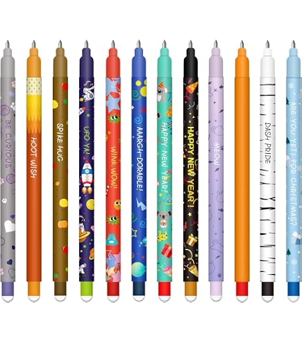 Lot De Stylos Gel Effaçables - Encre Thermosensible 0,7 Mm - 8 Stylos + 2 Recharges + 1 Stylo Vert - Design Animaux Mignons - Pour école, Bureau, Cadeau