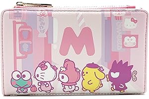 Loungefly X Sanrio Hello Kitty Kawaii portfel z klapką z nadrukiem, Różowy, Taille unique, Zamek błyskawiczny portfel