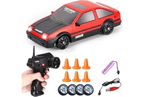Siereolly RC Drift Car 1:24 Coche teledirigido 2,4 GHz Coche de juguete 15 km/h 4WD Coche de carreras teledirigido con faros de trabajo, regalo para adultos y niños