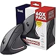 Trust Verto 60 Pack - 60x Wireless Ergonomic Mouse, Vertical Mouse with Storable USB Micro-receiver, 6 Buttons, Illuminated Mouse for Right Hand Users for PC, Laptop, Mac, Batteries Included - Black